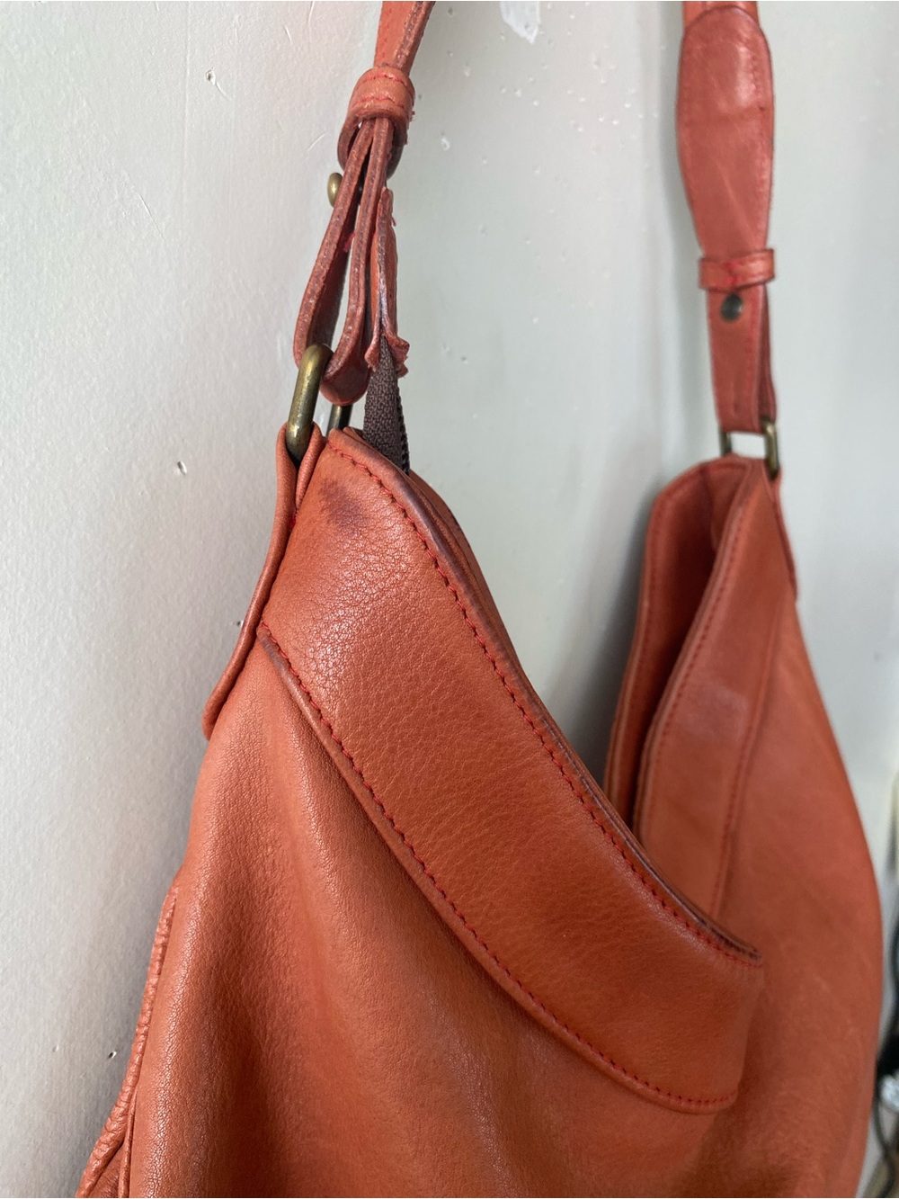 Moore & Giles Leather Slouchy Hobo Shoulder Bag Terracotta Boho Y2K - Picture 6 of 16
